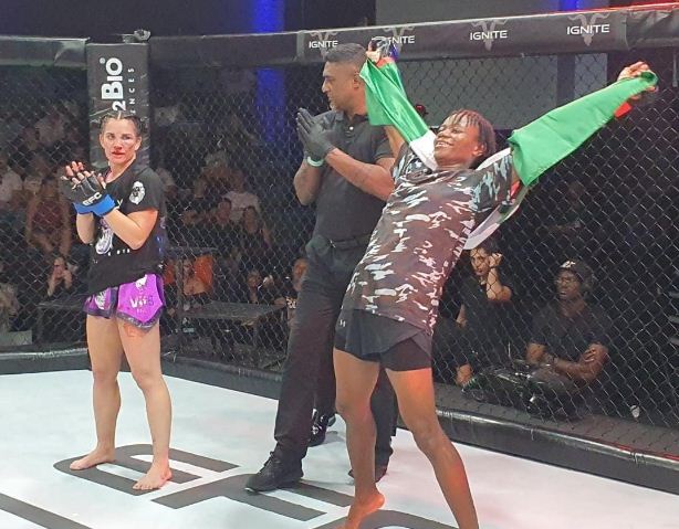 Nigerian Police Officer, Juliet Ukah Breaks Record, Beats South Africa To Emerge African EFC Mixed Martial Arts Champion